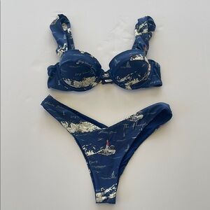 WeWoreWhat Navy and Cream Bikini